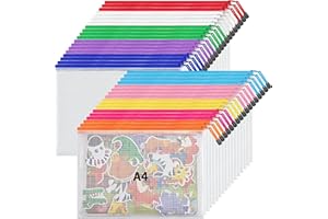 JARLINK Lot de 36 pochettes en maille à fermeture éclair de 10 couleurs, format A4 pour jeux de société et puzzles, pochettes