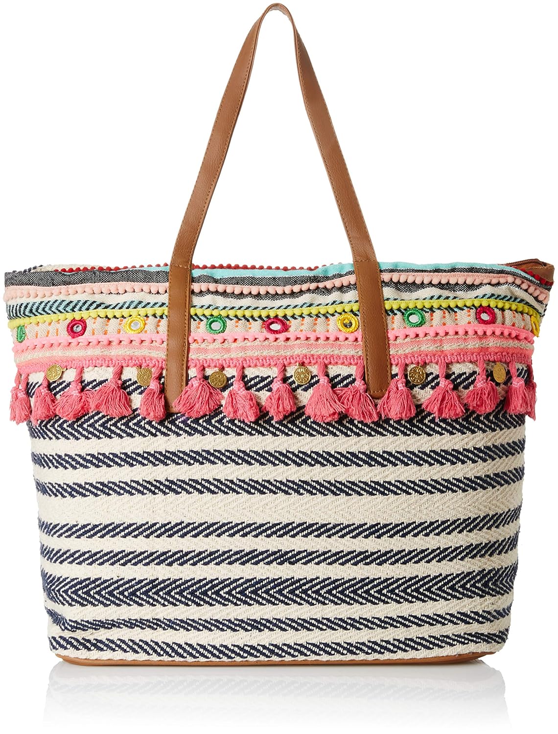 kanvas katha jacquard stylish tote bag collection for women women's (multicolor) ()