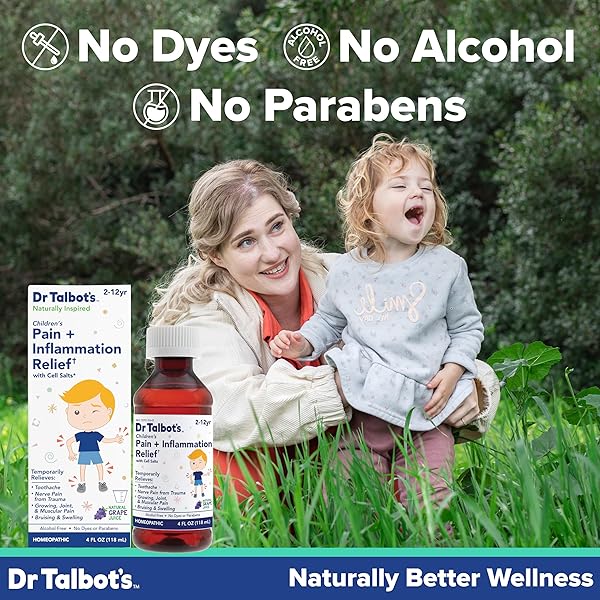 DR. TALBOT’S PAIN + INFLAMMATION RELIEF LIQUID MEDICINE FOR CHILDREN, INCLUDES DOSAGE CUP, GRAPE JUICE FLAVOR, 4 FL OZ (PACKAGING MAY VARY)