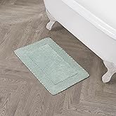 Laura Ashley Ruffle Border 100% Cotton Bath Rug, Aqua, 17"x 24"