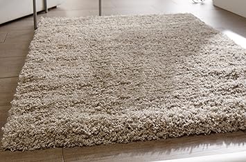 Sona-Lux Moderner Shaggy Hochflor Teppich mit veredeltem Garn und wolligen Charakter, Höhe 50mm, Farbe: Beige (80 x 150 cm)