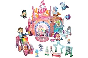 Playper Buildable Mermaid Castle Playset for Girls, Shimmering Fins, Transforming Dance Floor, FSC Certified, Pretend Play Mermaid Toys for Kids Ages 3+ Majestic Mermaids