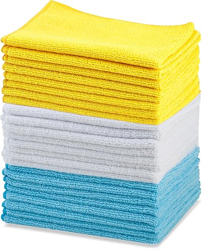 Amazon Basics Microfibre Cleaning Cloths Pack of 24 Multi Color 40.5 x 30.5 cm