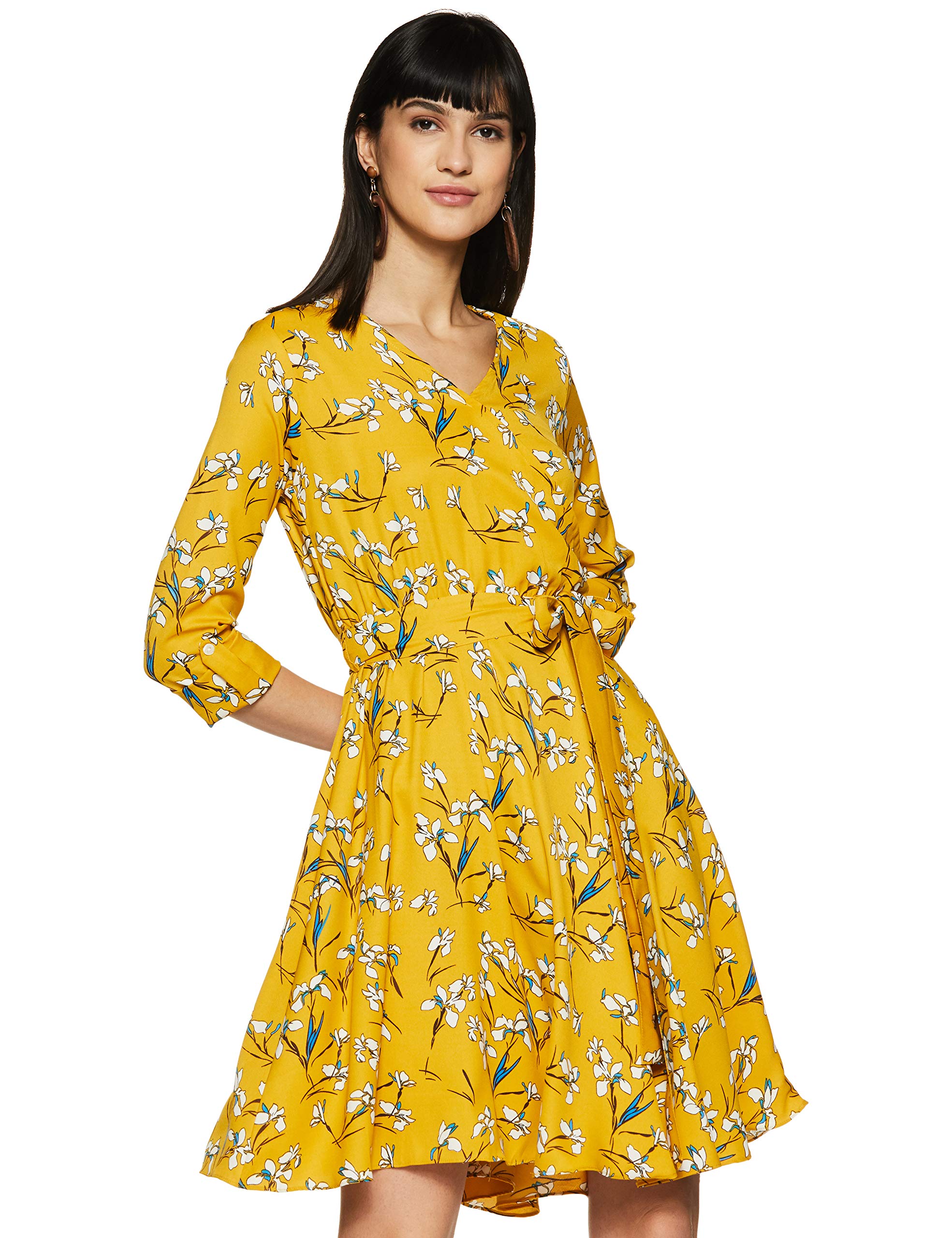 Women's Wrap Knee-Long Dress- Buy 