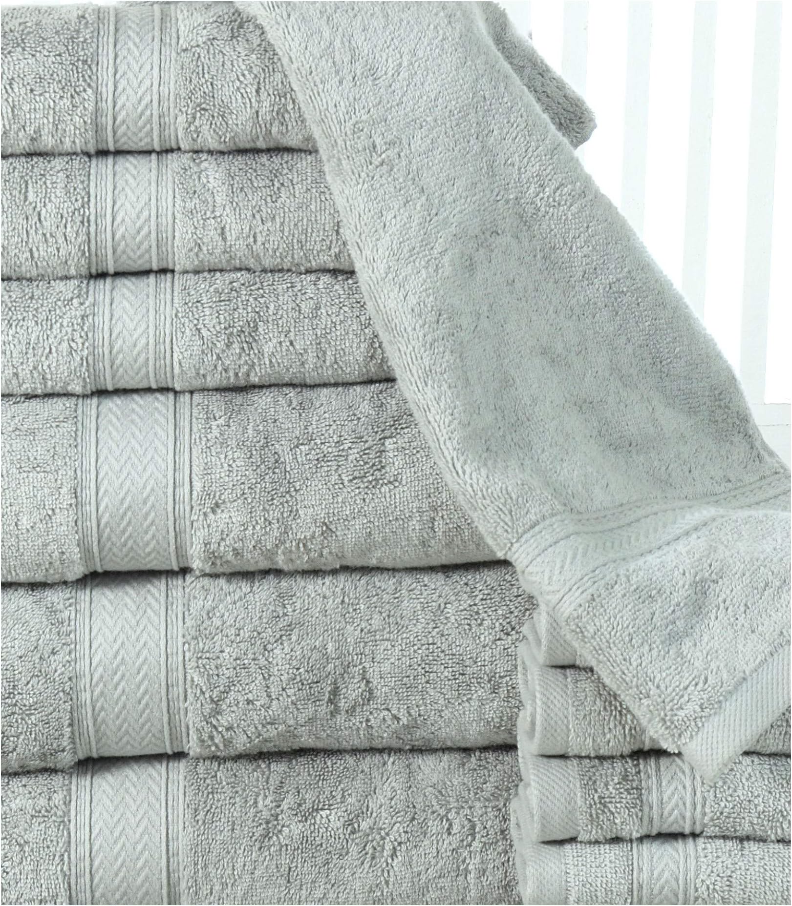 ISABELLA CROMWELL 100% Cotton 16-Piece Towel Set 600 GSM Low Twist 4 Bath Towels 4 Hand Towels 8 Wash Cloths Extra Soft Highly Absorbent Luxury Hotel Spa Quality - Jade
