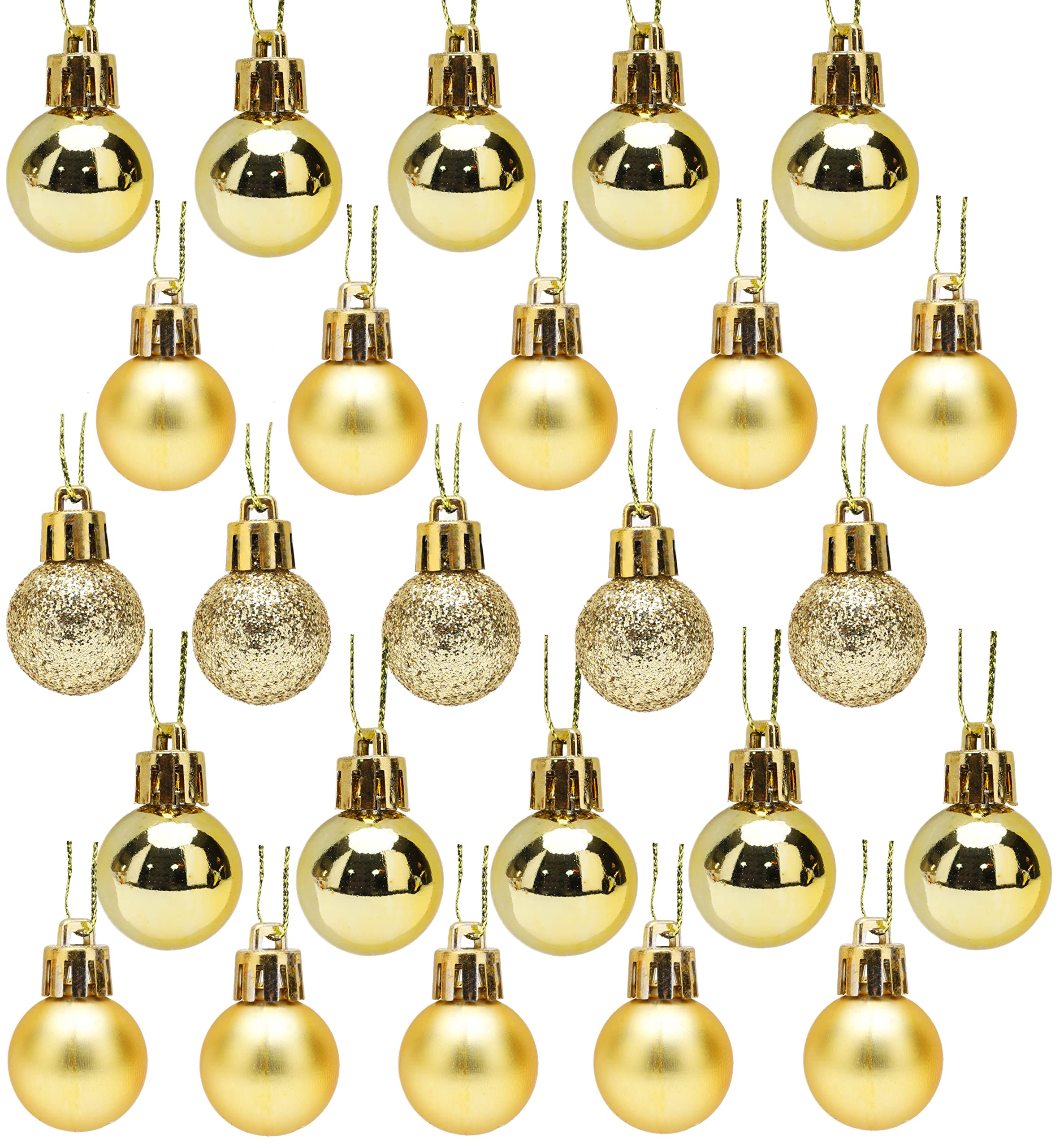 Toyland Pack of 25-25mm GOLD Shiny and Matt Christmas Tree Ornaments