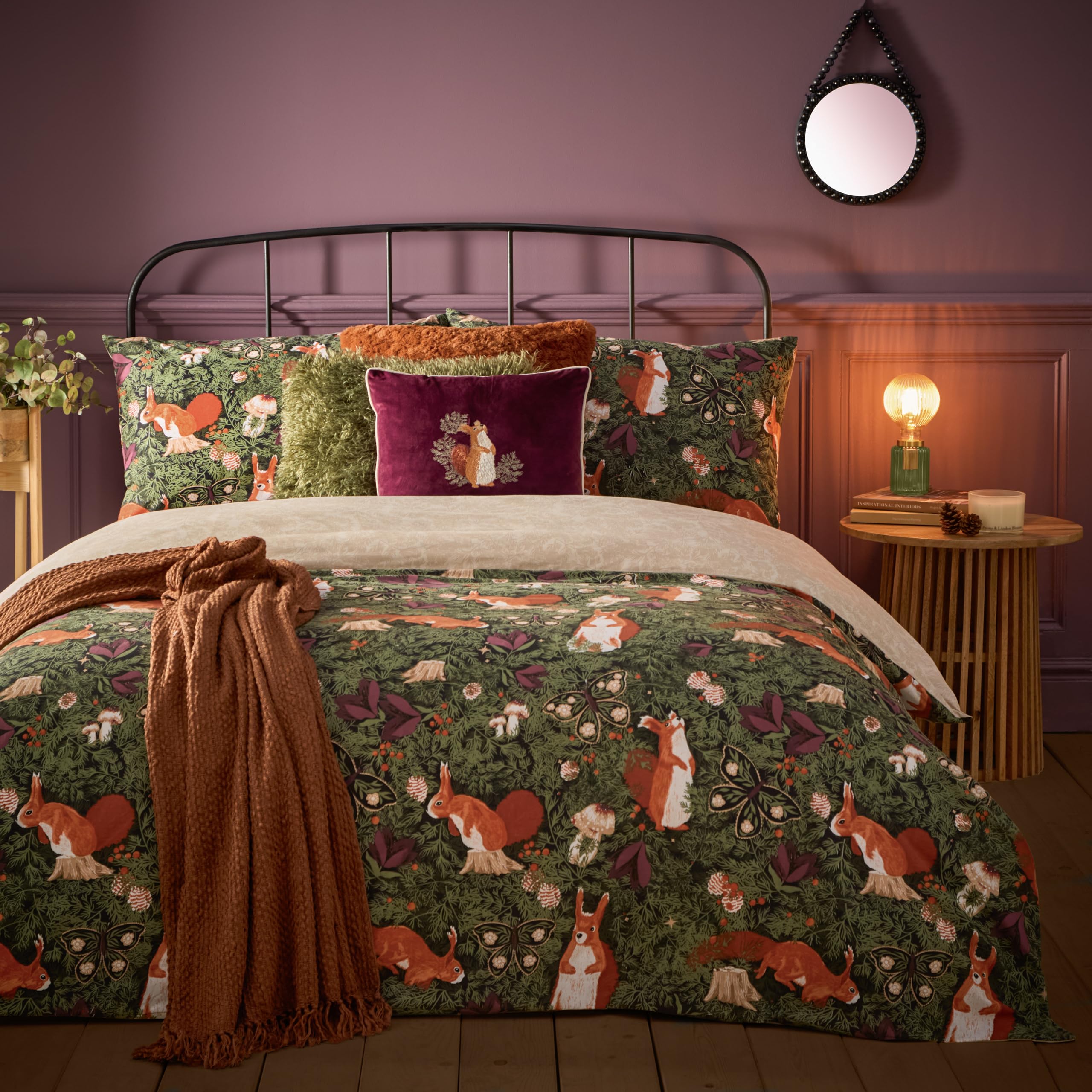 furn. Pineberry Forest Woodland Duvet Cover Set - King - Multicolour