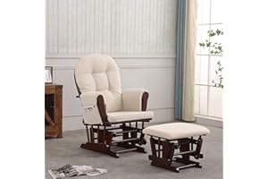 REJOICE HOME Atoll Glider with Ottoman, Espresso/Beige