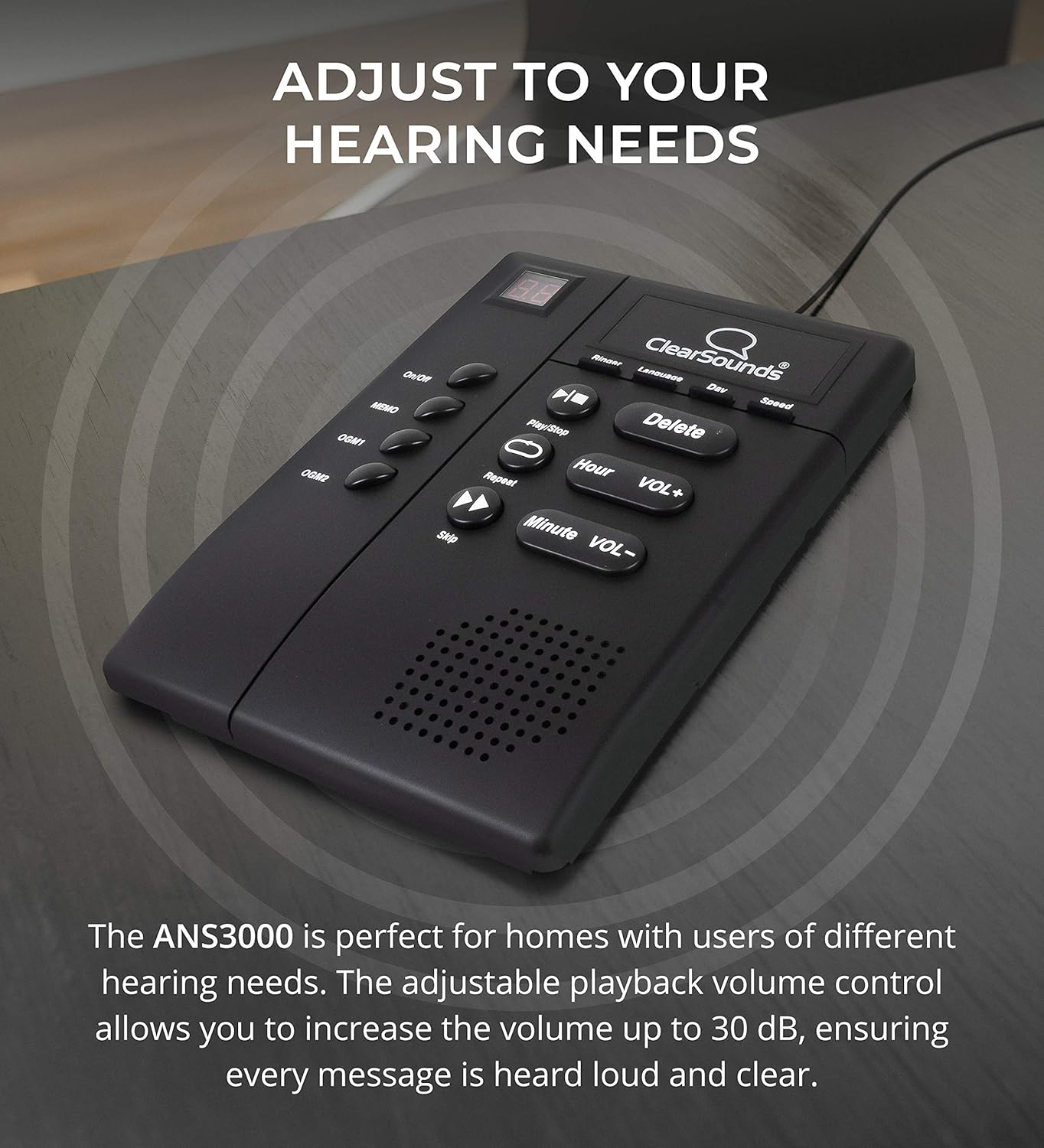 ClearSounds ANS3000 Amplified Answering Machine for Analog Telephones Landline with Up to 30dB Amplification : Health And Personal Care : Electronics