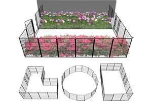 FXW Garden Fence Outdoor for The Yard – 40in(H) x 36.4ft(L) Heavy Duty Metal Animal Barrier for Dog and Rabbit, Decorative Dog Fence, 16 Panels, Black