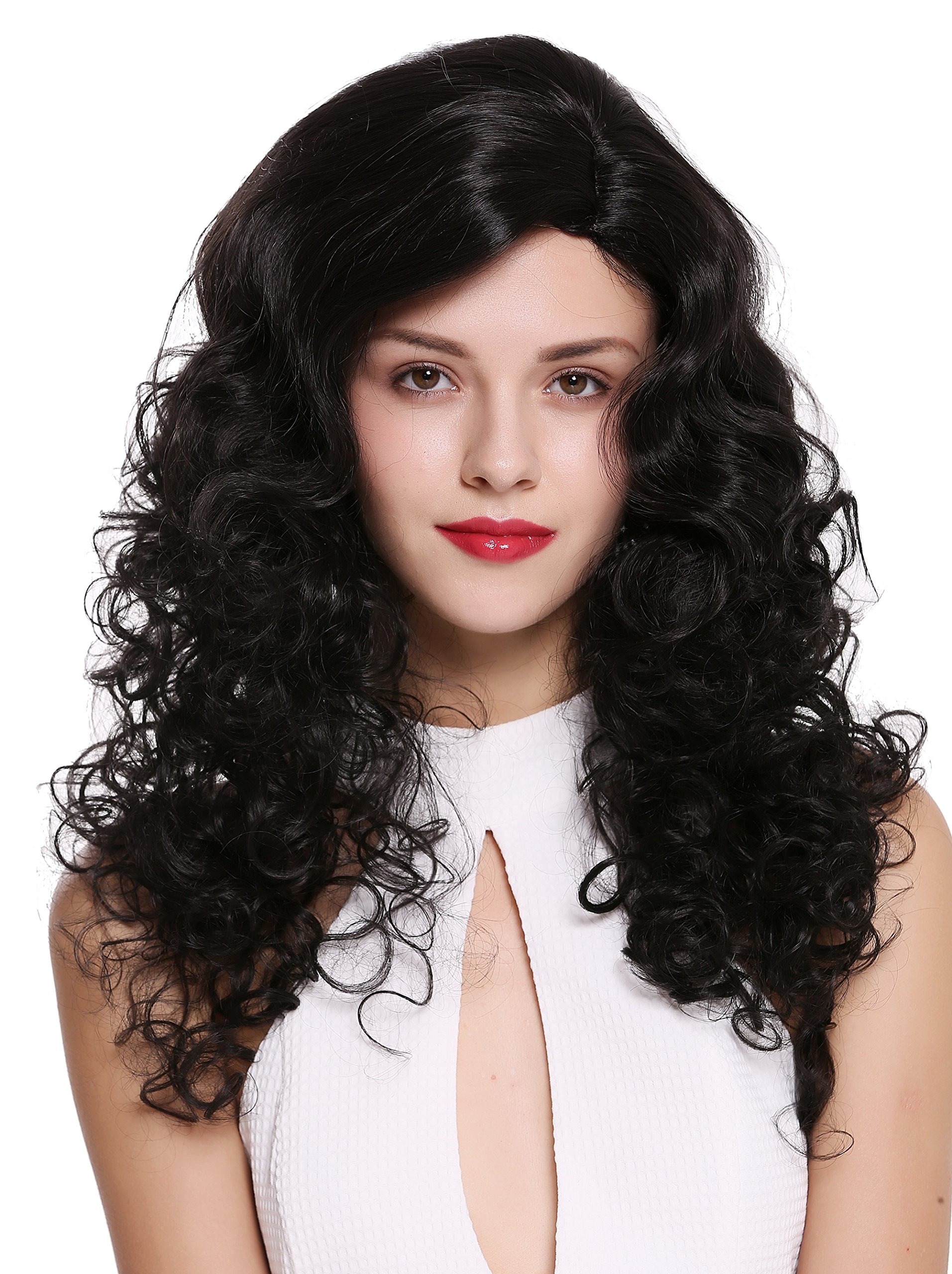 WIG ME UP - 1355AB-2 Quality women's wig long voluminous side parting curls pomp black
