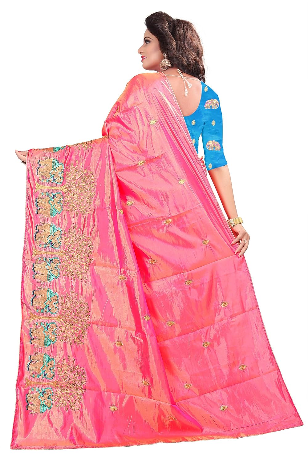ecolors fab women's silk saree with blouse piece