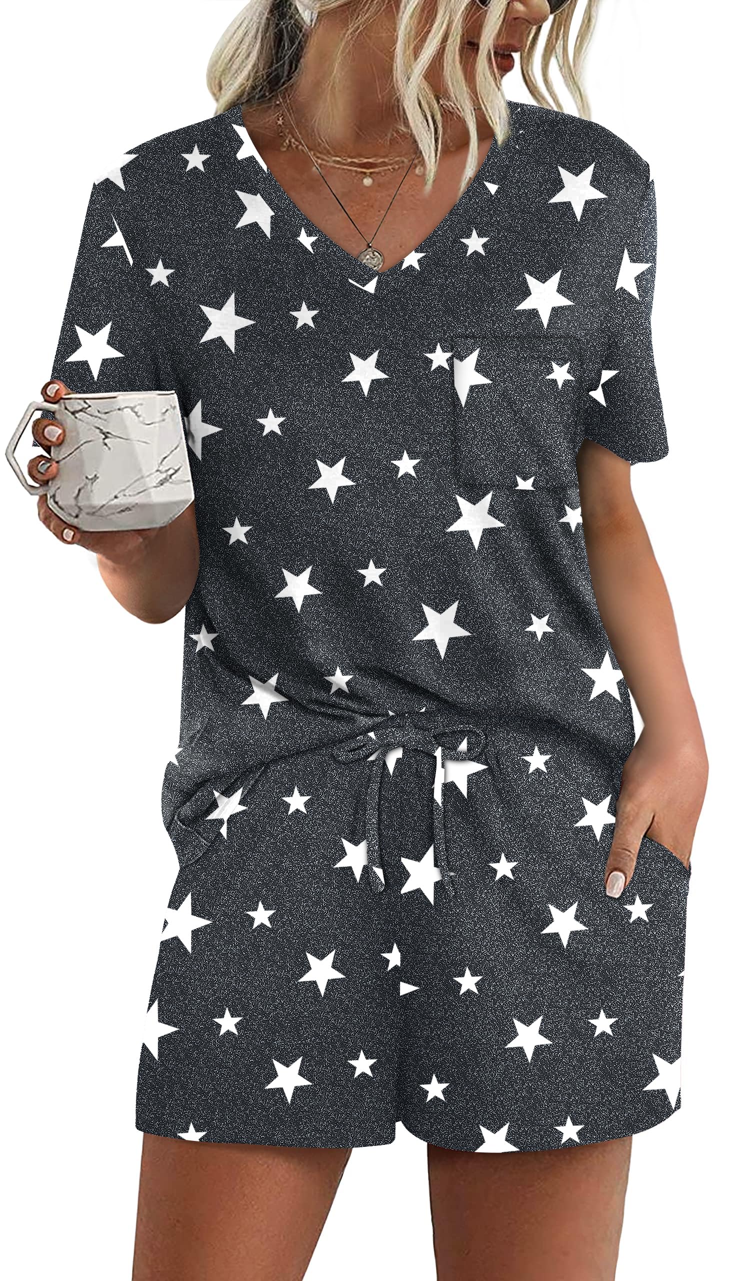 RUBZOOF Women's Short Sleeve Pajama Sets with
