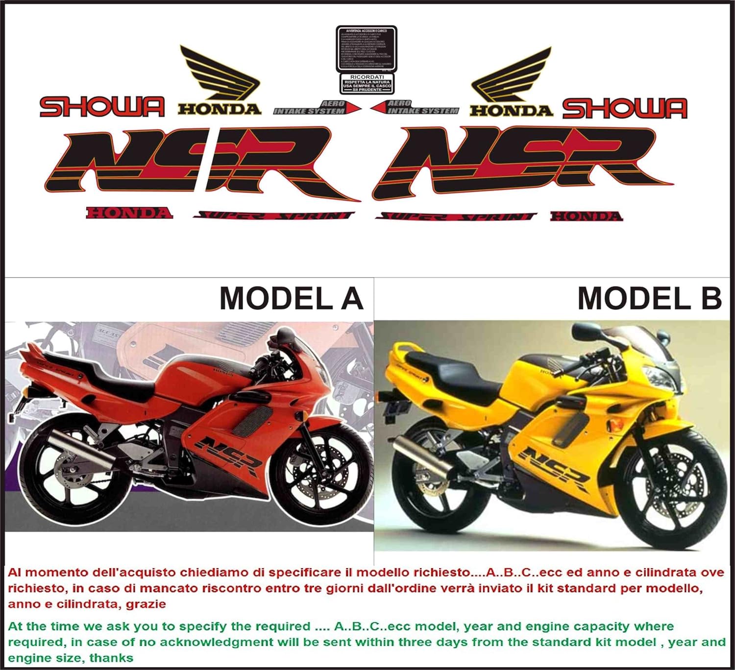 Kit adesivi decal stickers HONDA NSR 125 R 1993 JC20 (ability to customize  the colors): Amazon.co.uk: Car & Motorbike