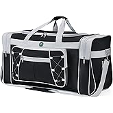 Travel Duffle Bags for Men 26" Black Weekender Over Night Carry On Bag, Lightweight Extra Large Oxford Duffel Gym Sturdy Luggage Water-proof foldable Holdall