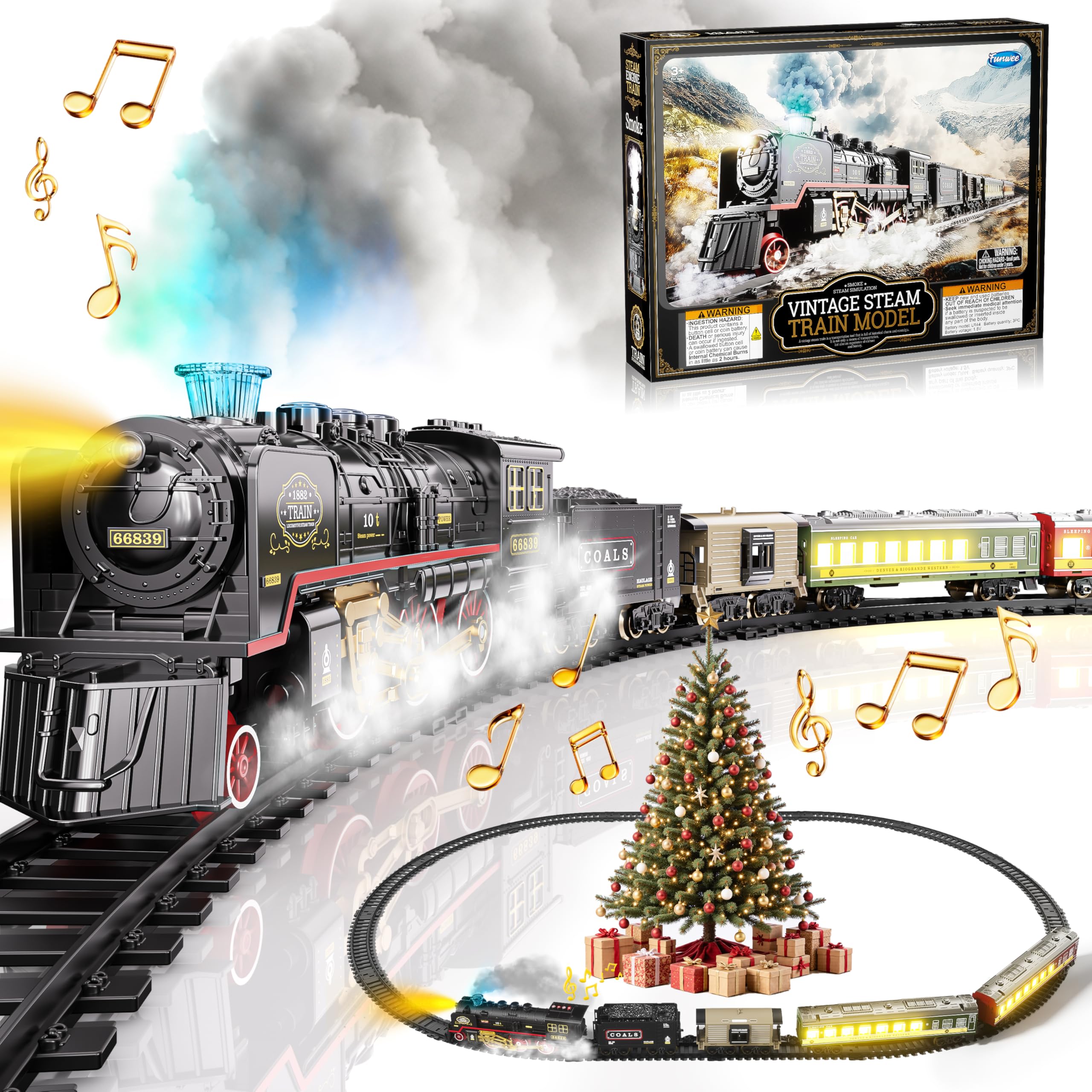 Photo 1 of *MISSING PARTS UNKNOWN*
Funwee Train Set with Glowing Passenger Carriages for Under Christmas Tree,Electric Train Toy with Smoke,Light and Sound,Birthday Gifts Idea for 3 4 5 6 7+ Years Old Toddler Boys and Girls