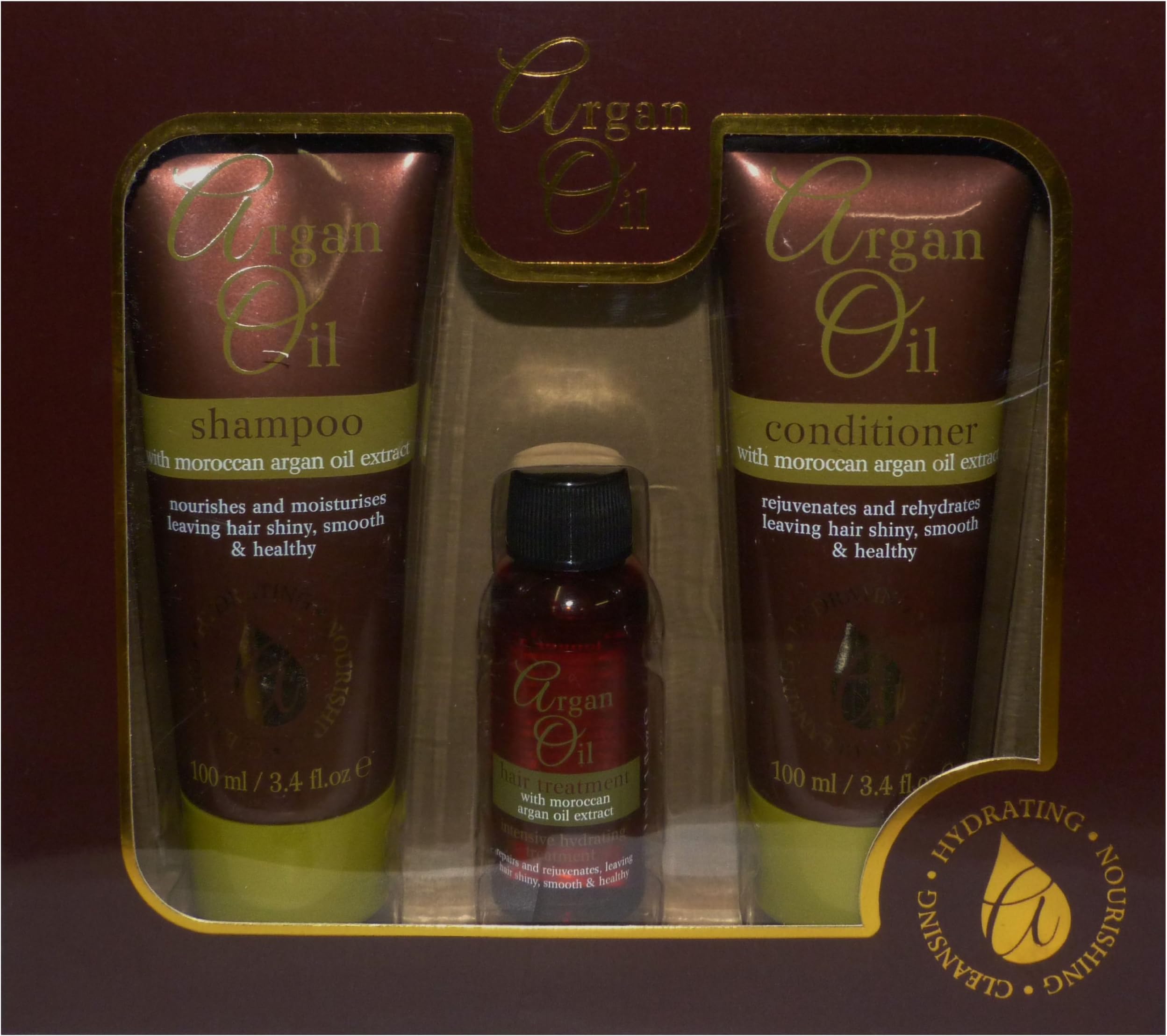 New Argan Oil With Moroccan Argan Oil Extract Gift Set - 100ml Shampoo, 100ml Conditioner + 30ml Oil