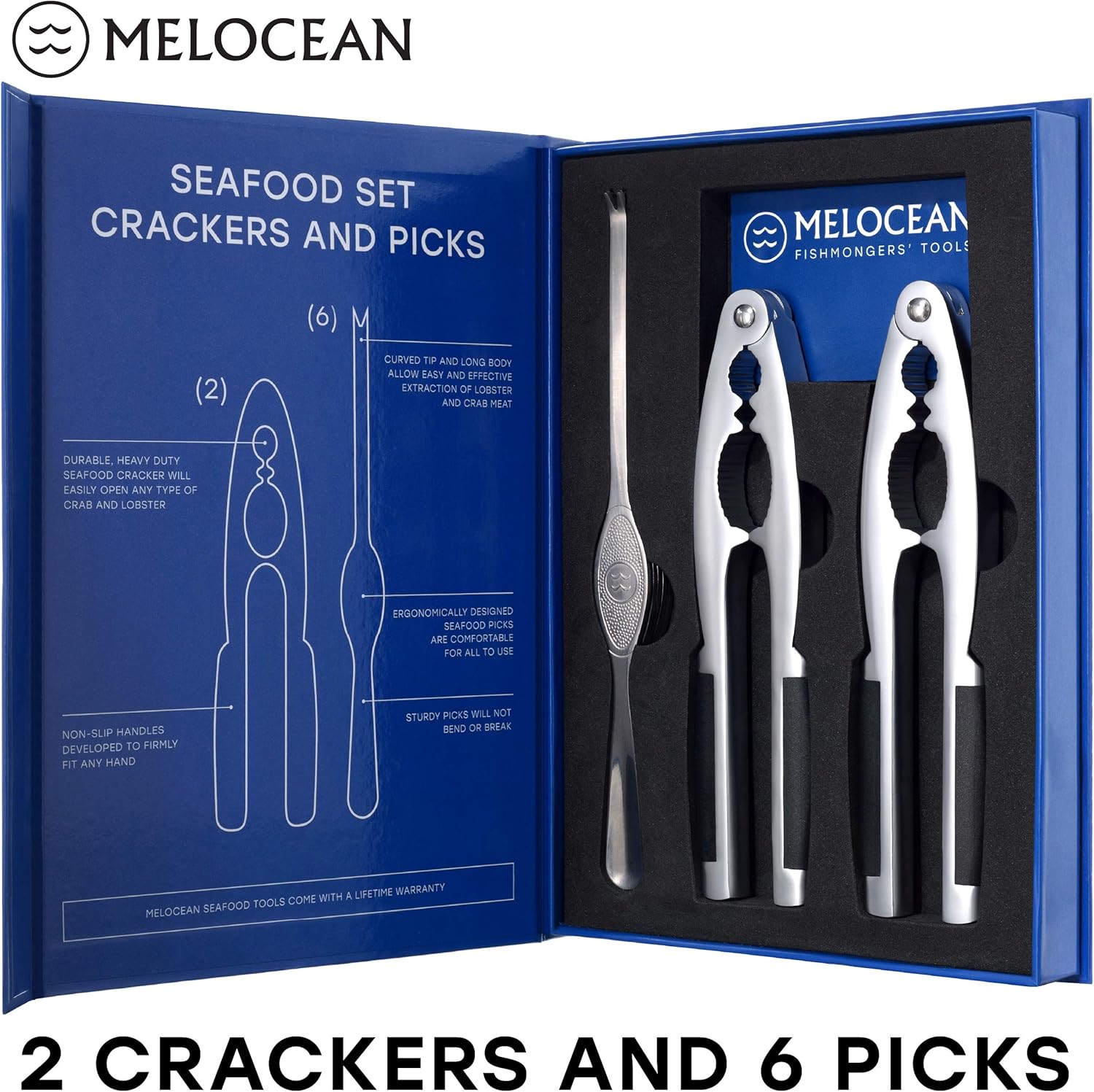 Crab Crackers and Tools Set - Premium 2 Lobster Crackers and 6 Seafood Forks Kit - Professional Seafood Tools Set Crab Leg Crackers and Tools - Nut Crackers for All Nuts Walnut Pecan Cracker and Picks: Kitchen & Dining