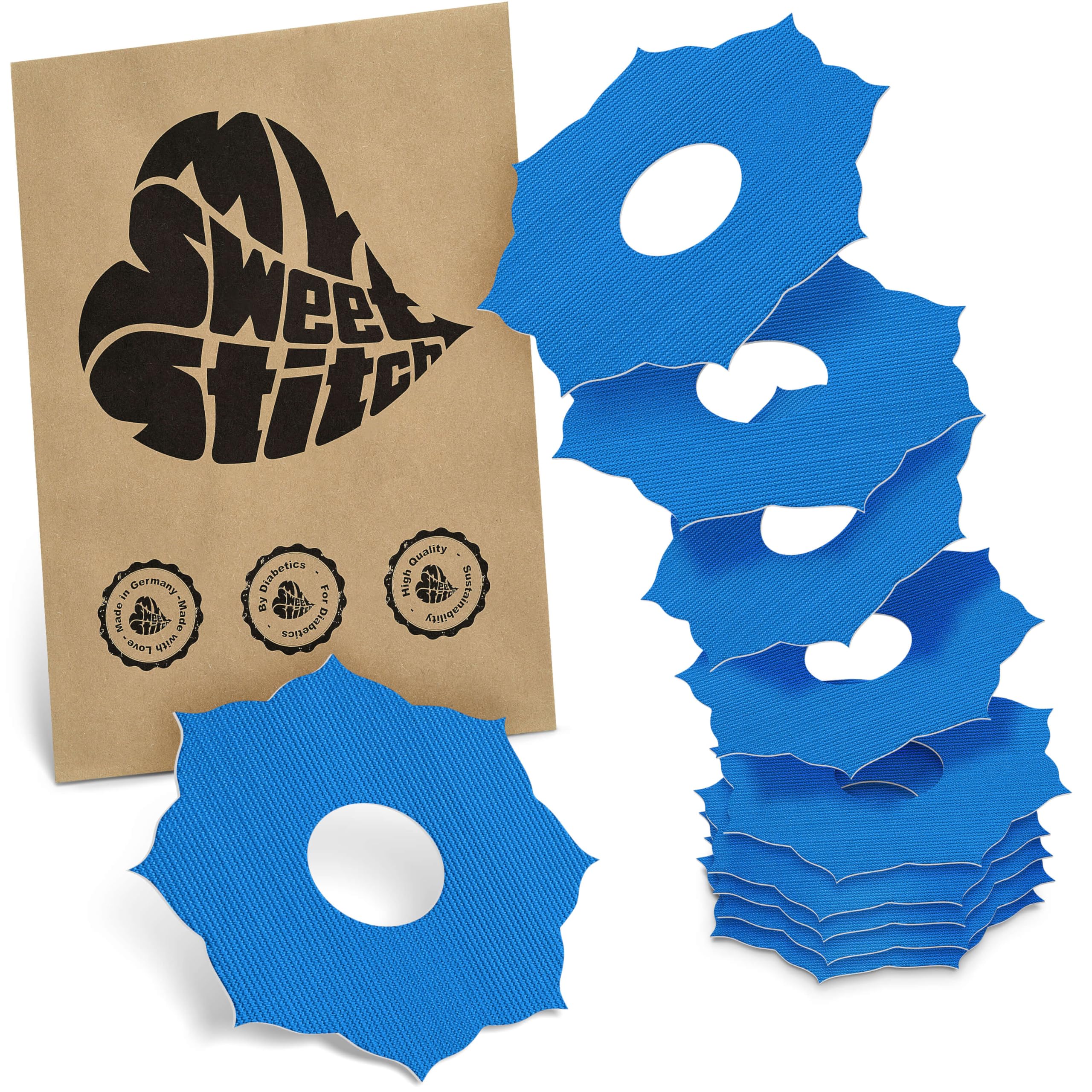 MySweetStitch - 10 x Freestyle Libre 3 Patches Mandala, Overpatch Ø 65mm, Waterproof, Breathable, Skin-Friendly, Made in Germany, Blue