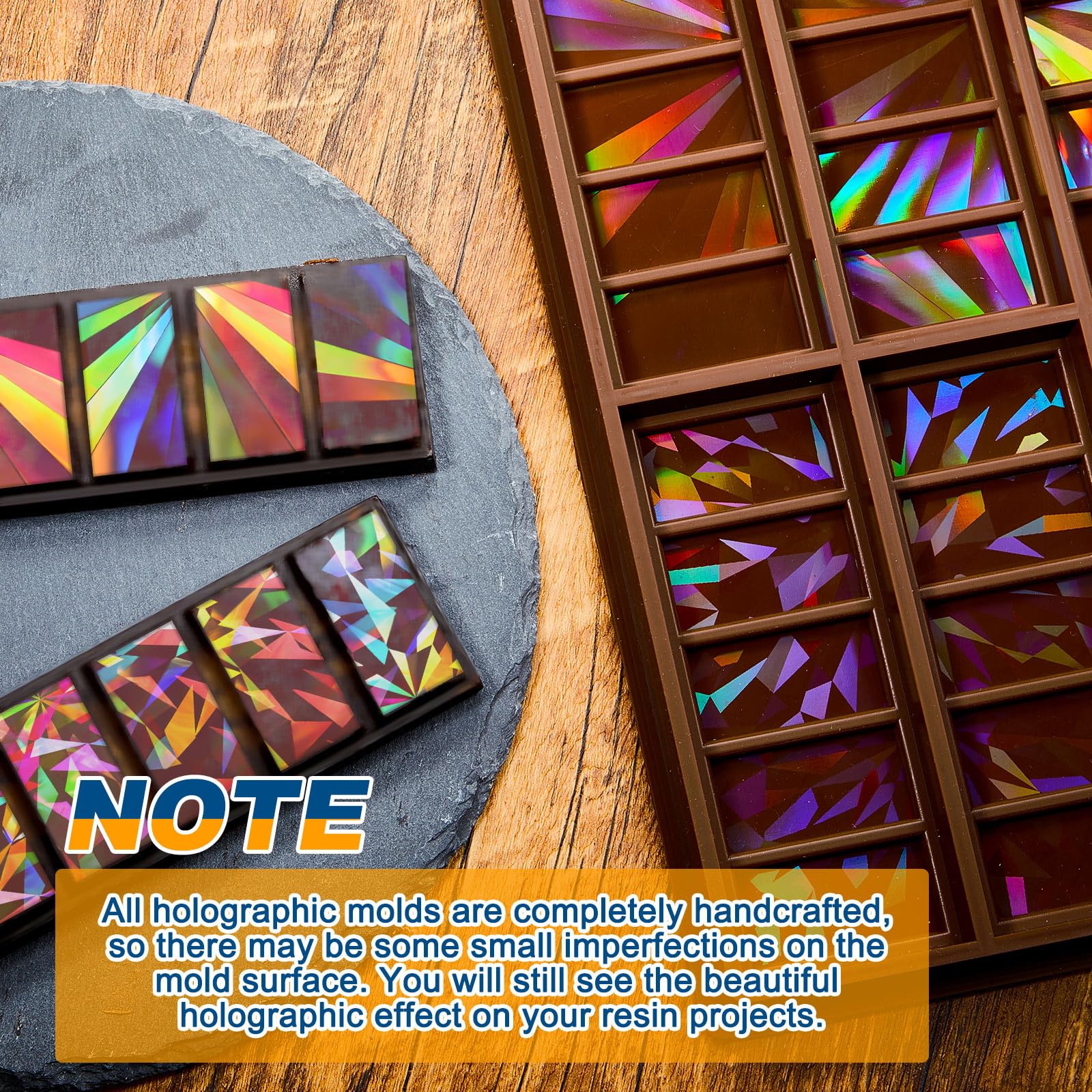 Holographic Chocolate Molds Resin Silicone Chocolate Bar Deep Thick Molds for Christmas Family DIY Baking Wax Melts Party Supplies(Windmill and Snowflake)