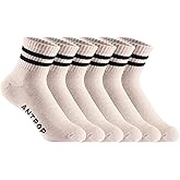 Antrop WoMen Quarter Crew Cotton Heel Tab Athletic Running Cushion Socks (6 Pairs)