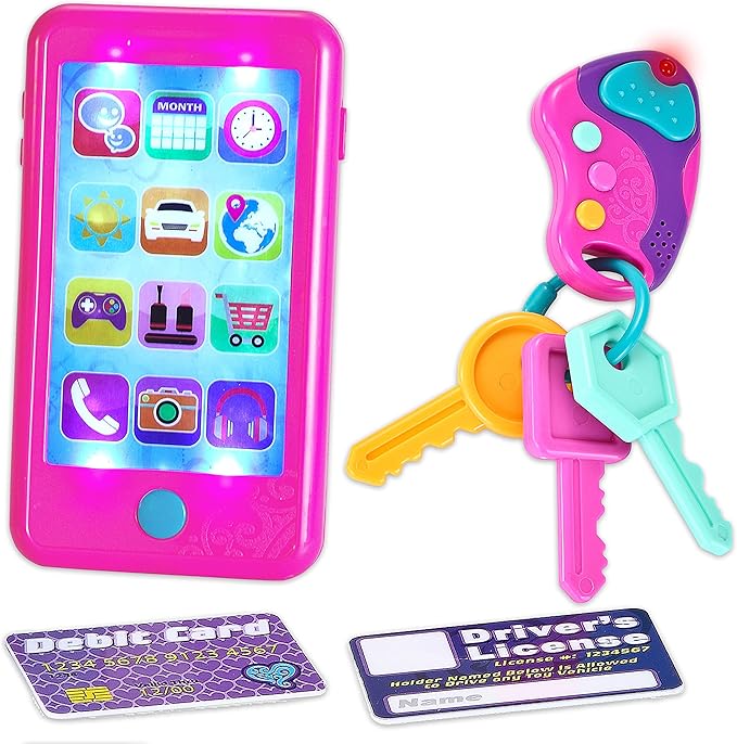 JOYIN Playact Pretend Play Smart Phone, Keyfob Key Toy and Credit