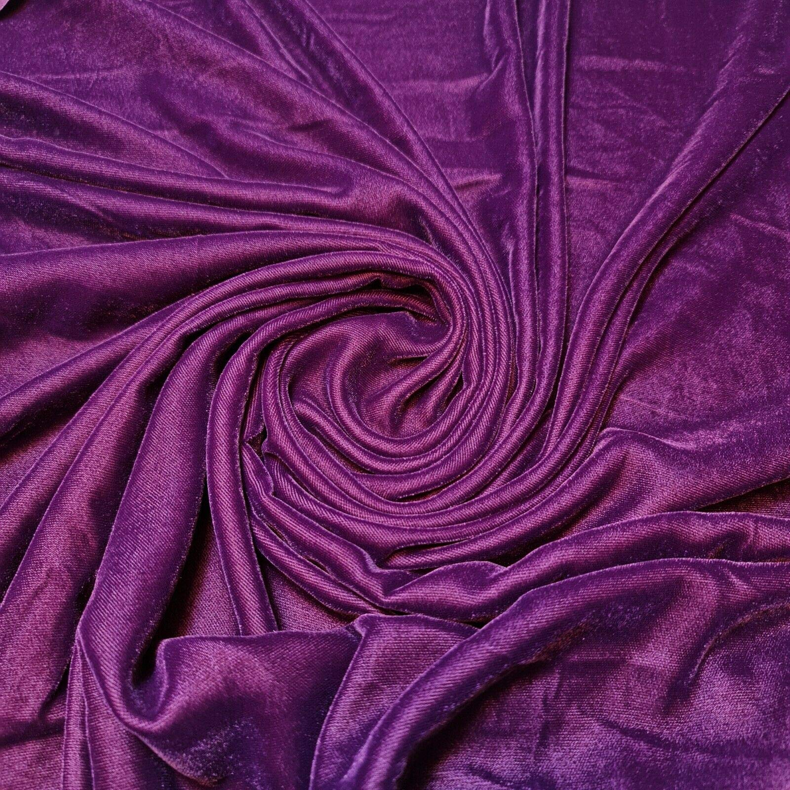 Luxurious Soft Three Crown Micro 9000 Velvet Dress Craft Fabric Material Suitable for Home Decor, Curtains, Upholstery & More 58" - 150 cm Wide Sold As 1 Meter Pre - Cut Lengths (Plum)