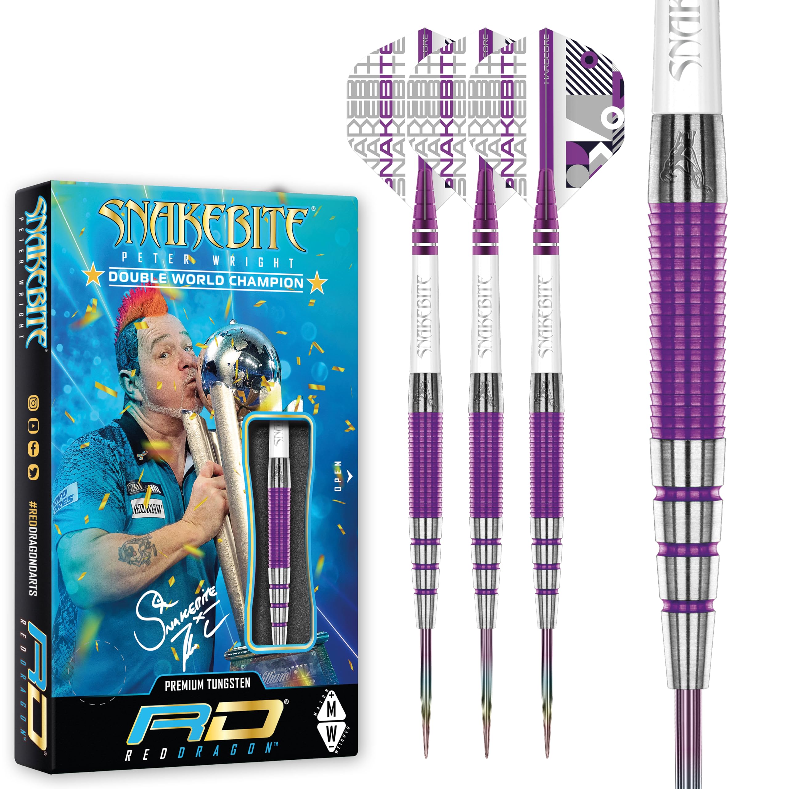 RED DRAGON Darts - Peter Wright - Medusa PL15 23grams 90% Tungsten Steel Tip Darts Set, Professional 23g Dart with Nitrotech Shafts & Hardcore Flights