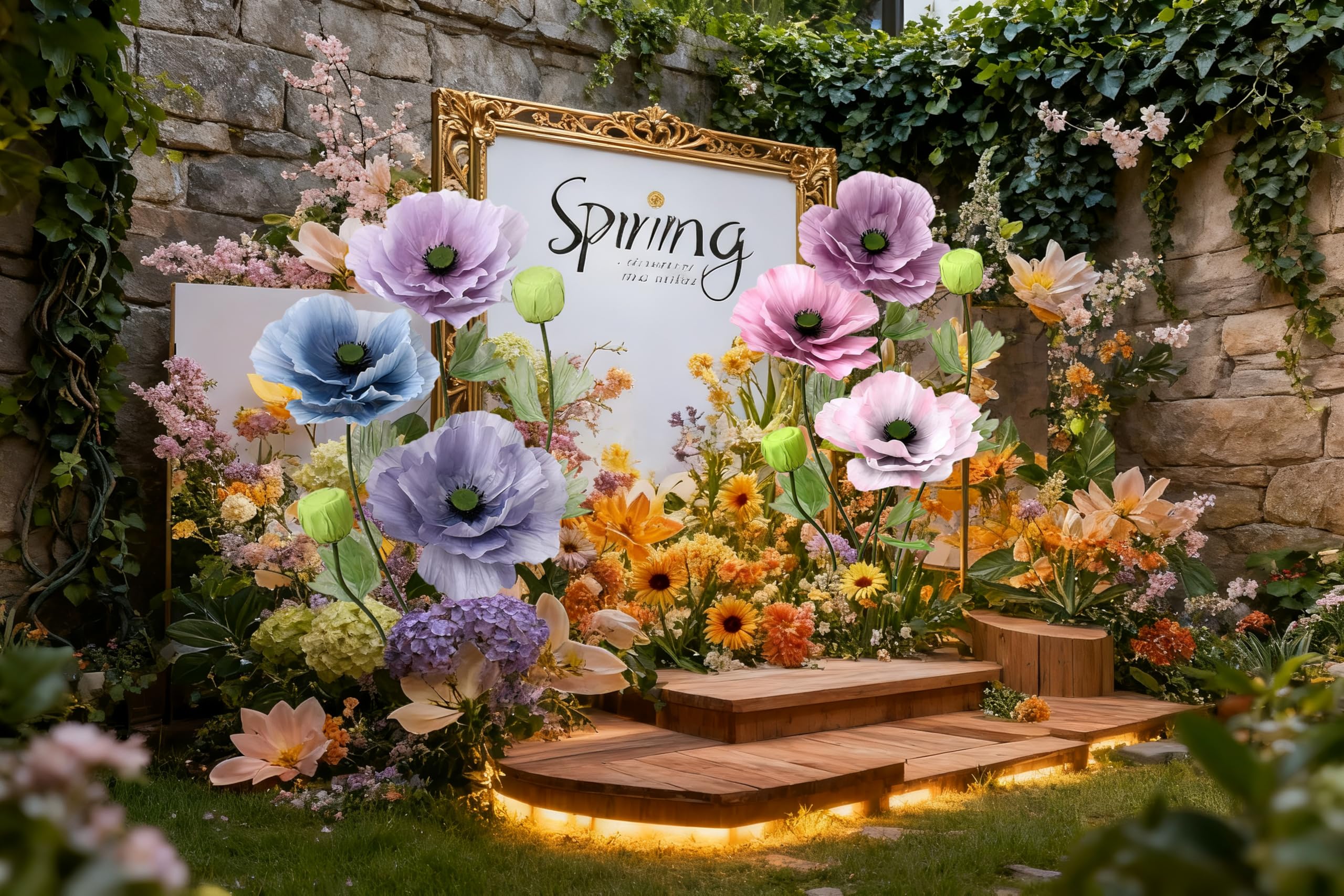 Photo 1 of *INCOMPLETE** Giant Artificial Flowers 5Pack Fake Flowers for Decoration, Fabric Poppy Flower for Wedding Birthday Easter Party Mother's Day Banquet Photography Props Garden Shop Window Display Decor(Dark Colorful)