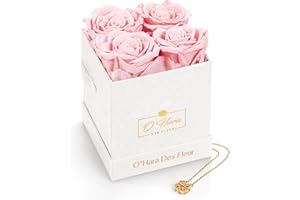 O'HARA DES FLEUR Preserved Rose, Real Flowers | Eternal Roses in a Box | Color, and Style Up to 1 Year | Gift for Her, Birthday, Anniversary, Mother's Day (Pink/ White Box)