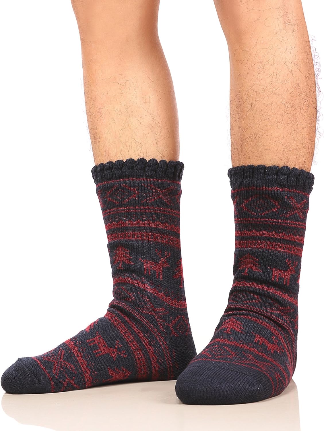 Dosoni Mens Slipper Socks Fuzzy Warm Fleece Lined Thick Heavy Christmas