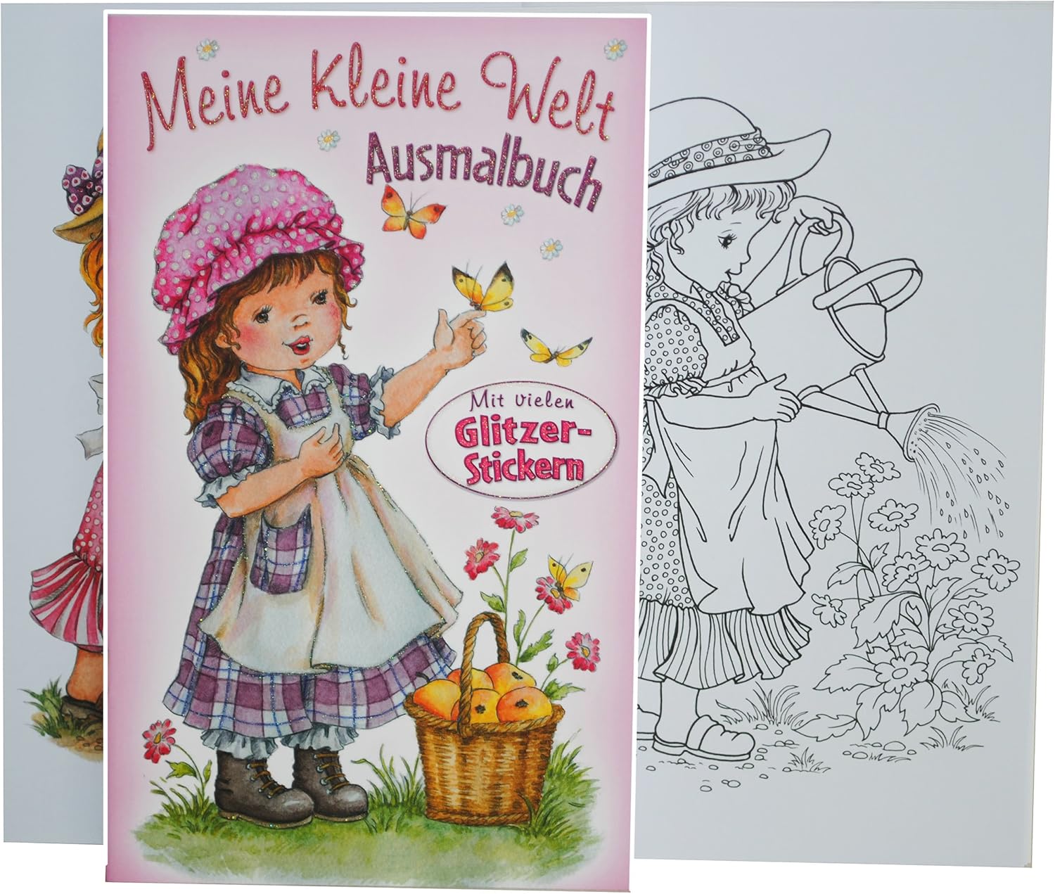 Malbuch mit Glitzer Stickern, Namensaufklebern und