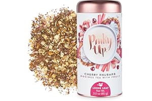 Pinky Up Cherry Rhubarb Cobbler Loose Leaf Tea | Rooibos Tea, Caffeine Free, Naturally Low Calorie & Gluten Free | 3.0 Ounce Tin, 25 Servings