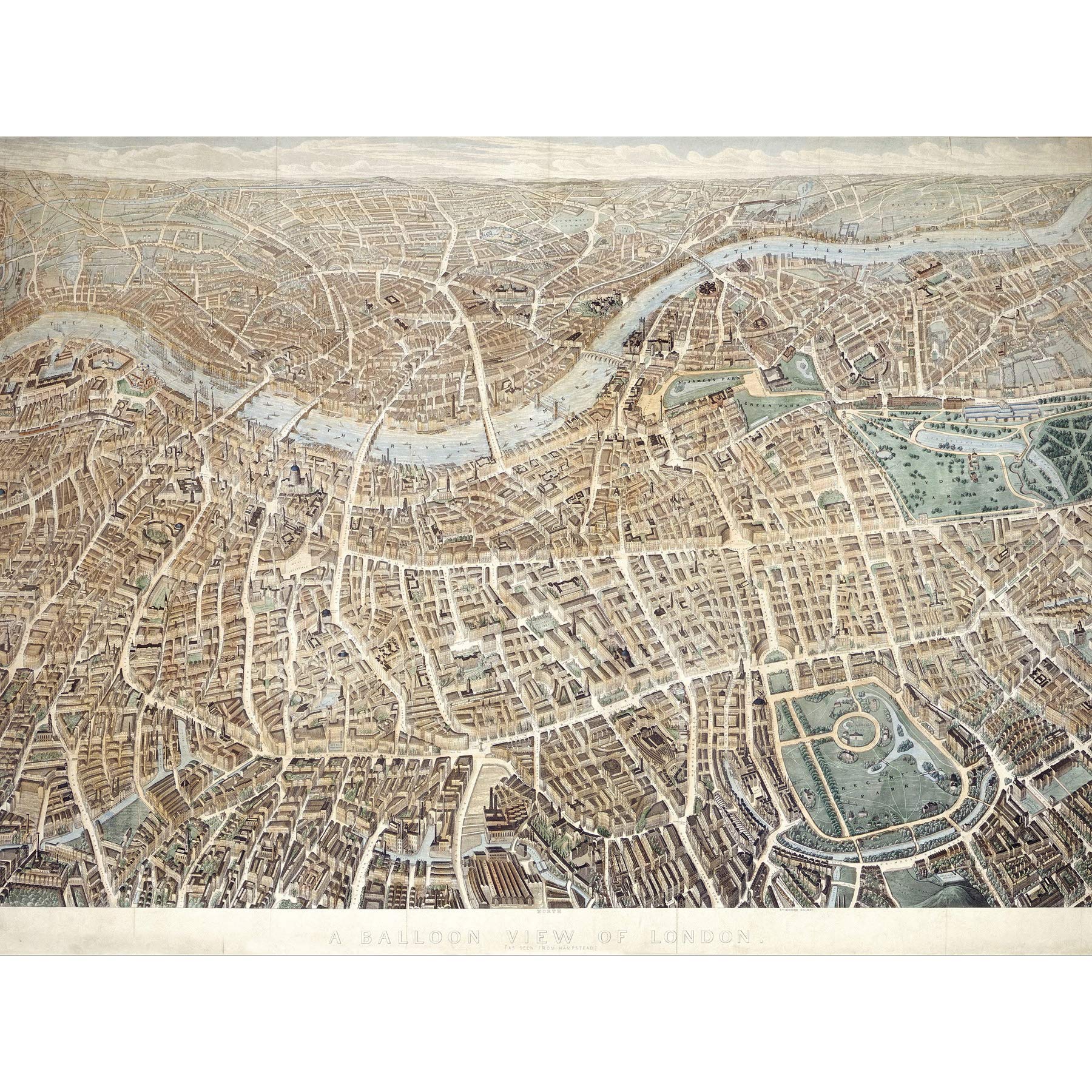 Effingham A Balloon View Of London As Seen From Hampstead Large Wall Art Print Canvas Premium Poster Mural