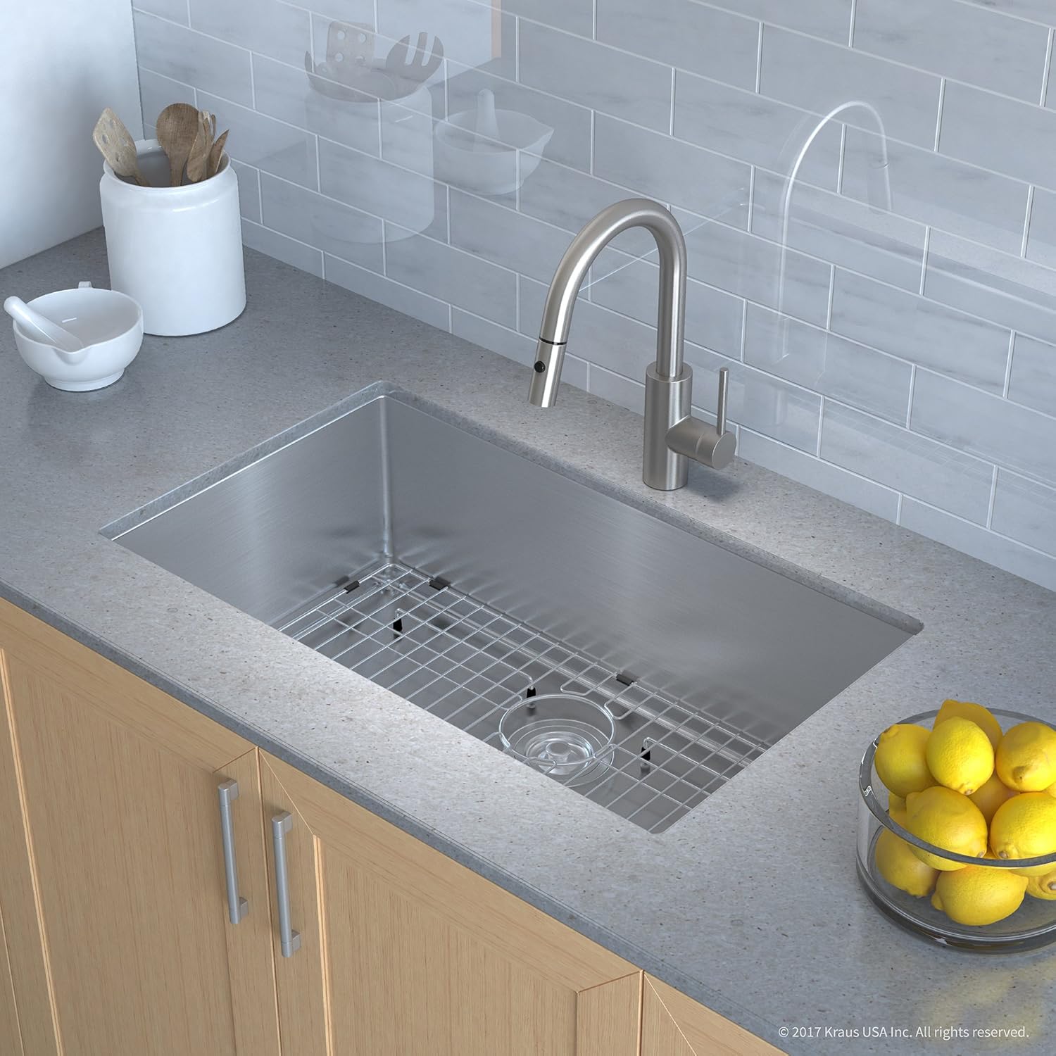 Best Kraus 16 Gauge Handmade Undermount Single Bowl Stainless Steel Kitchen Sink