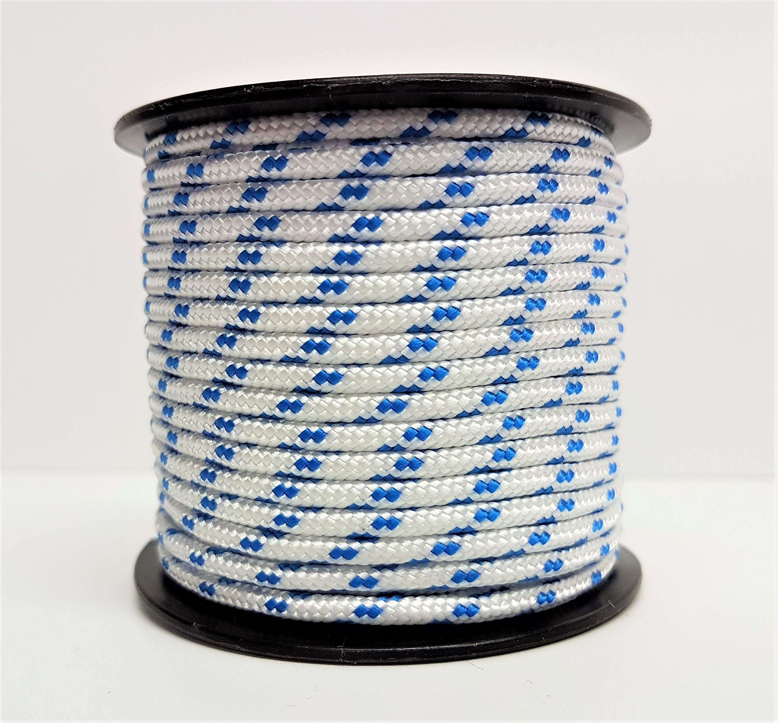Rota Marine 3mm 19Mt Mini Reels Polyester Braided Rope Boat Tent Kayak Mini Spools - Color: White Blue Fleck