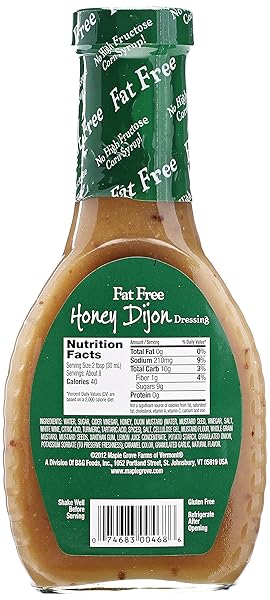 MAPLE GROVE FARMS FAT FREE HONEY DIJON DRESSING, 8 OZ