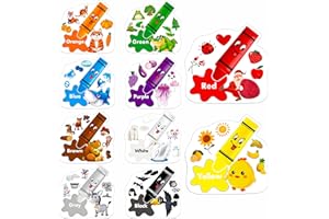 GETHELUD 10 PCS Color Posters, Color Cutouts Bulletin Board Set Fruit Animal Plant Word Color for Toddler Kid Learning Color Family Classroom Decoration Supplies, 12” x 11.5”
