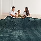 Oversized King Fleece Blanket 120x120 Inches, Seamless Soft Cozy 3D Jacquard Flannel Blanket 10'x10' Extra Large for Bed, Sofa, Couch, Travel & Camping, California King Throw, Green - Wave