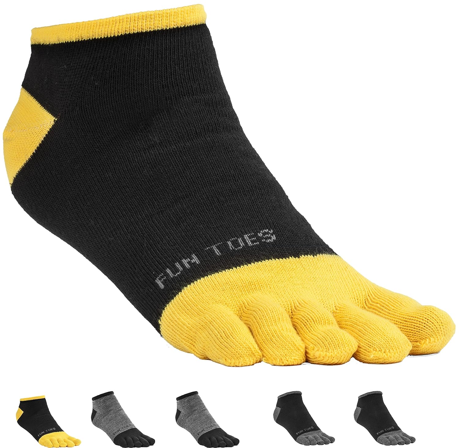 FUN TOES Men's Toe Socks Lightweight BreathableValue 6 PAIRS Pack