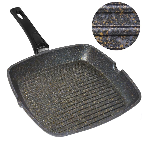 Home Icon Kupfer Granit Grillpfanne 29 cm Abnehmbarer Griff, Induktion, kompatibel mit Gas- und Elektroherden, Whitford Antih