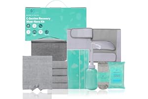 Mama & Wish C-Section Recovery Kit Must Haves - Postpartum Essentials 12-Piece Set with Belly Binder, No-Shower Wipes, Silico