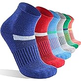 6 Pairs Merino Wool Ankle Running Hiking Socks Compression Support Breathable Thick Cushion No Show Socks for Women Men