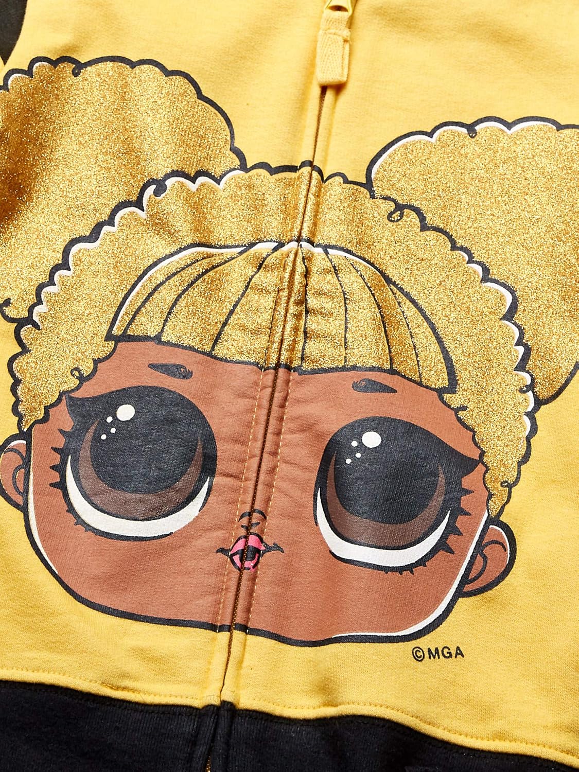 L.O.L. Surprise! Girls' The Glitterati Crystal Queen Big Face Zip-up Hoodie: Clothing