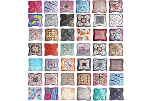 ENIPEDITA 42 Pcs Women Head Scarf Satin Square Silk Feeling Mixed Color Head Neck Hair Scarf Set for Birthdays, Concerts, Wed