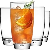 Glaver's Highball Glasses Set Of 4, 16 Oz. Drinking Glasses, Unique Water Glass Cups For Juice, Cocktails, Soda, Heavy Bottom Tumbler Glass