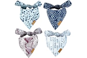 Remy+Roo Dog Bandanas - 4 Pack | Classic Set | Premium Durable Fabric | Patented Shape | Adjustable Fit | Multiple Sizes Offered (Large)