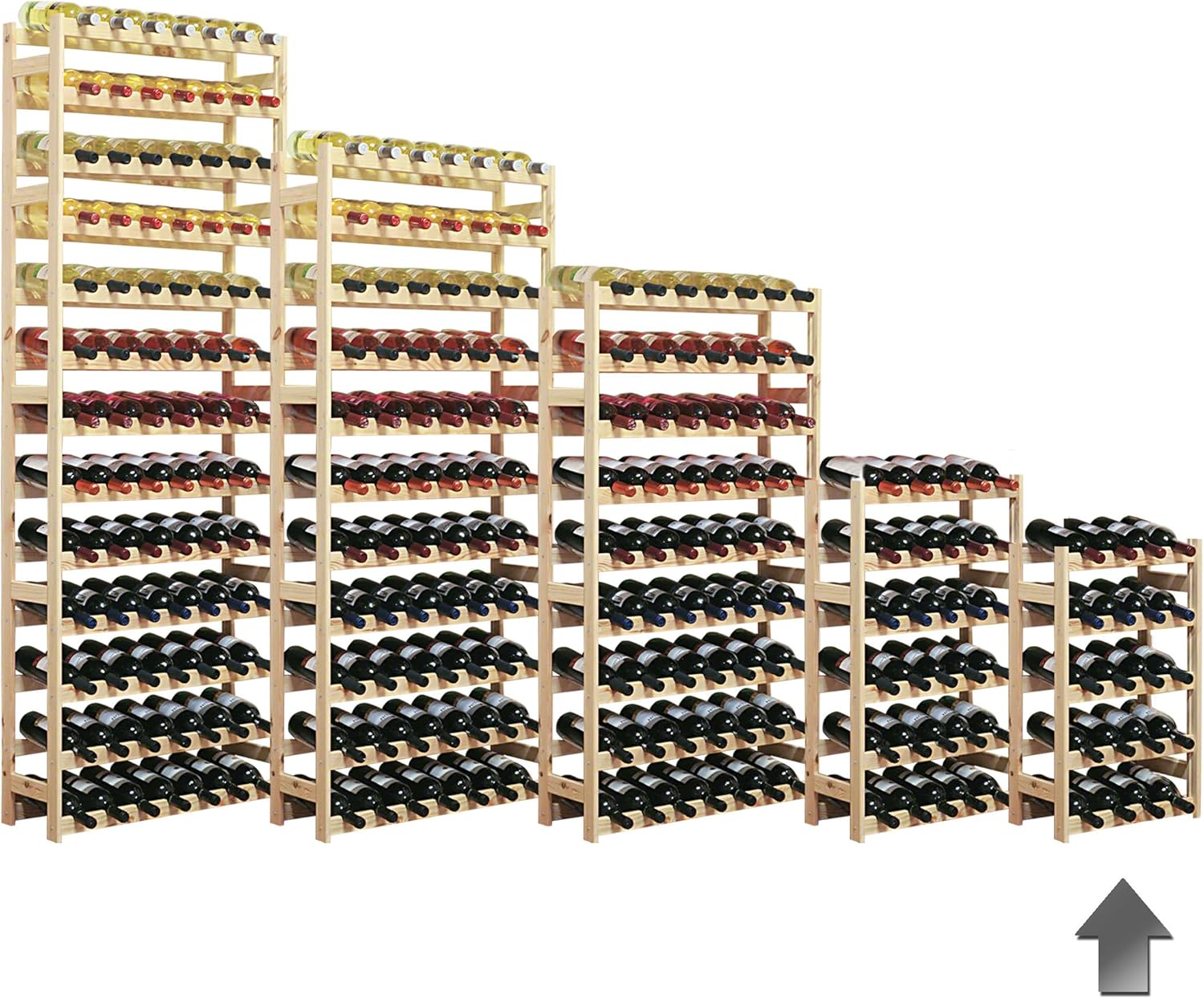 Wine rack / bottle rack system SIMPLEX model 1, untreated pine wood