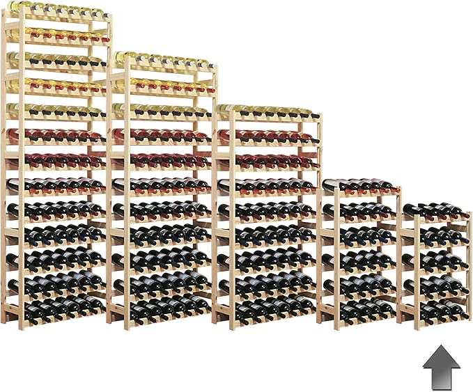 Wine rack / bottle rack system SIMPLEX model 1, untreated pine wood