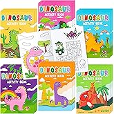 JAPBOR 24pcs Dinosaur Activity Coloring Books for Kids Party Favors, Mini Art Color Pages Drawing Booklet Supplies, Birthday Painting Games Theme Doodle Small Colouring Book Bulk Goodie Bag Filler